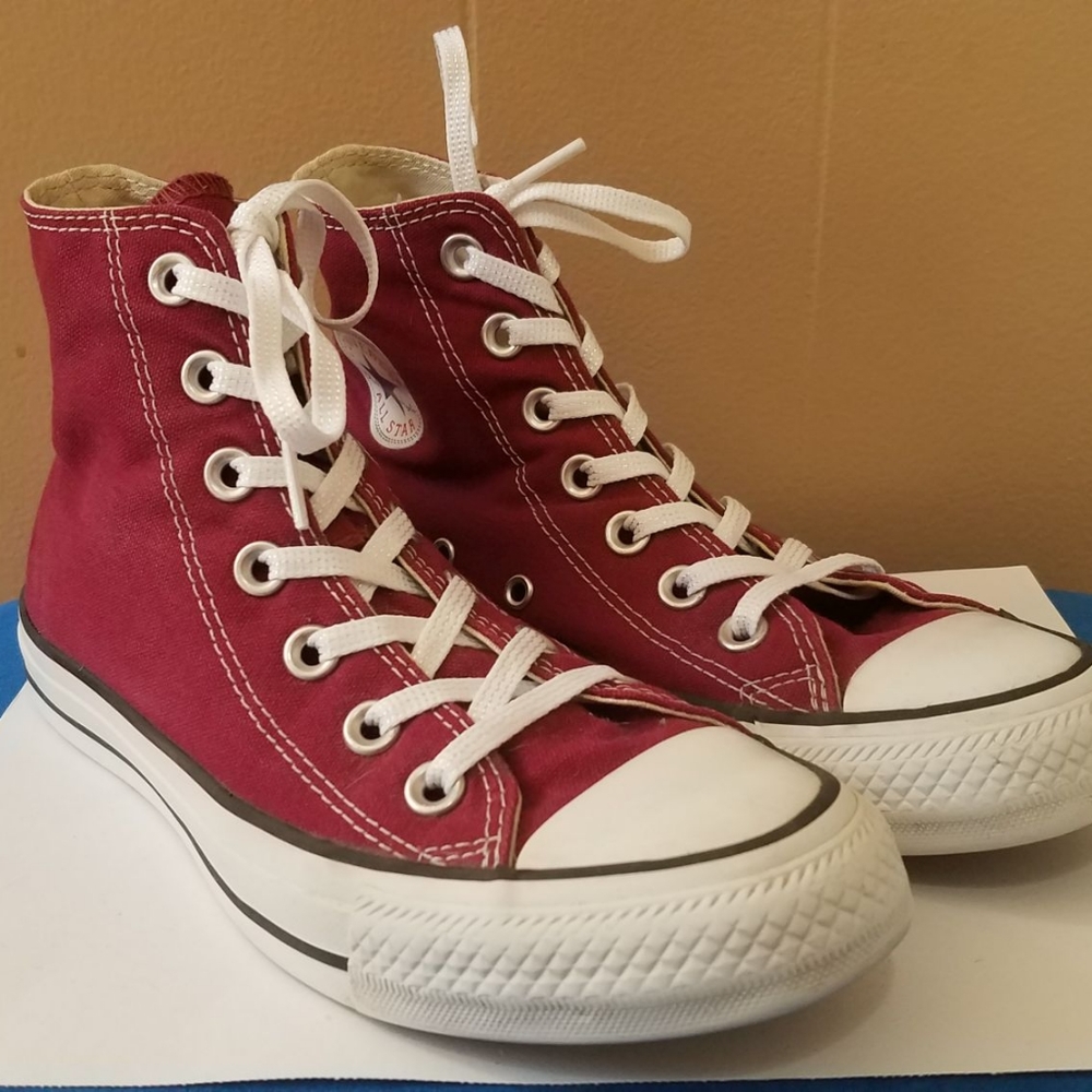 Converse high top sneakers in deep red